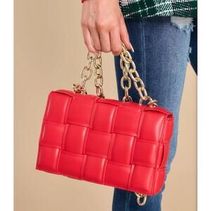 Glamorous Fancy Women Quilt MY ONE AND ONLY RED CHAIN BAG